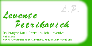 levente petrikovich business card